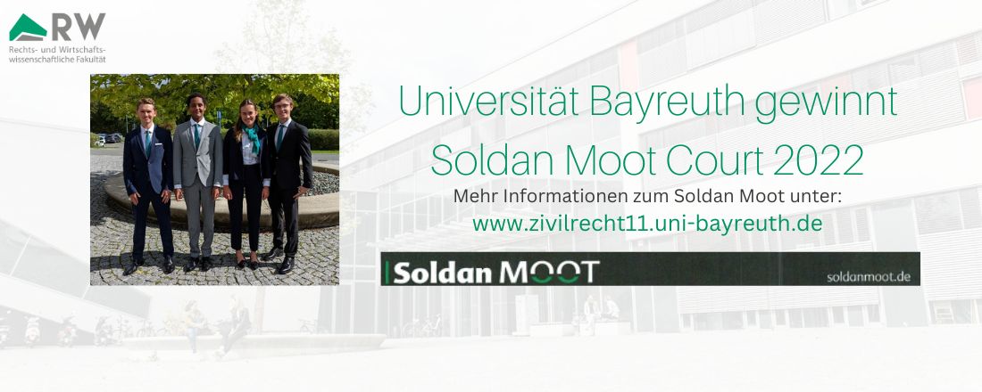 Universität Bayreuth gewinnt den Soldan Moot Court 2022